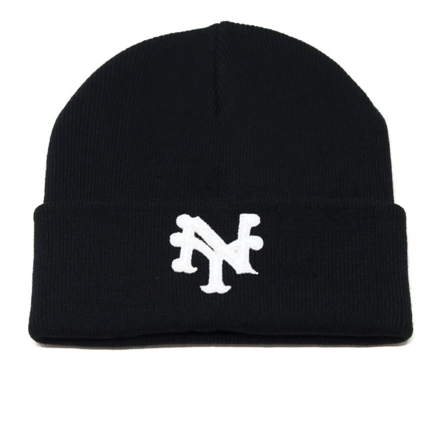 ブラック リブ編み ビーニー 帽子 ビーニー ニット帽 メンズ レディース NLBM ブランド ニットキャップ