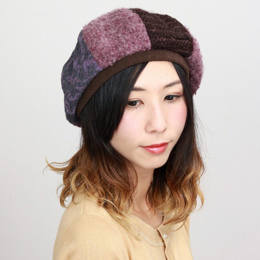 パッチワーク おしゃれ ベレー レディース 帽子 秋冬 婦人 エリート