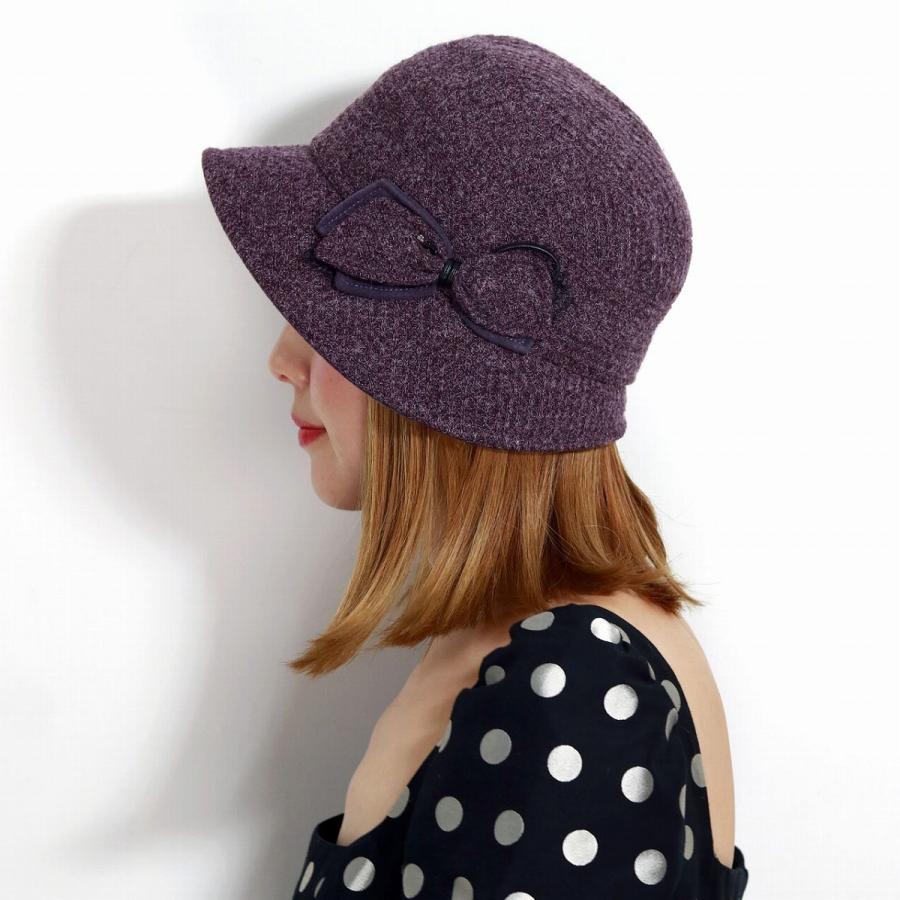 秋 冬 レディースハット 紫 帽子 ハット 小さいサイズ リボンモチーフ Elite Chapeau クロッシェハット パープル Er 032 Elehelm帽子通販専門店 通販 Yahoo ショッピング