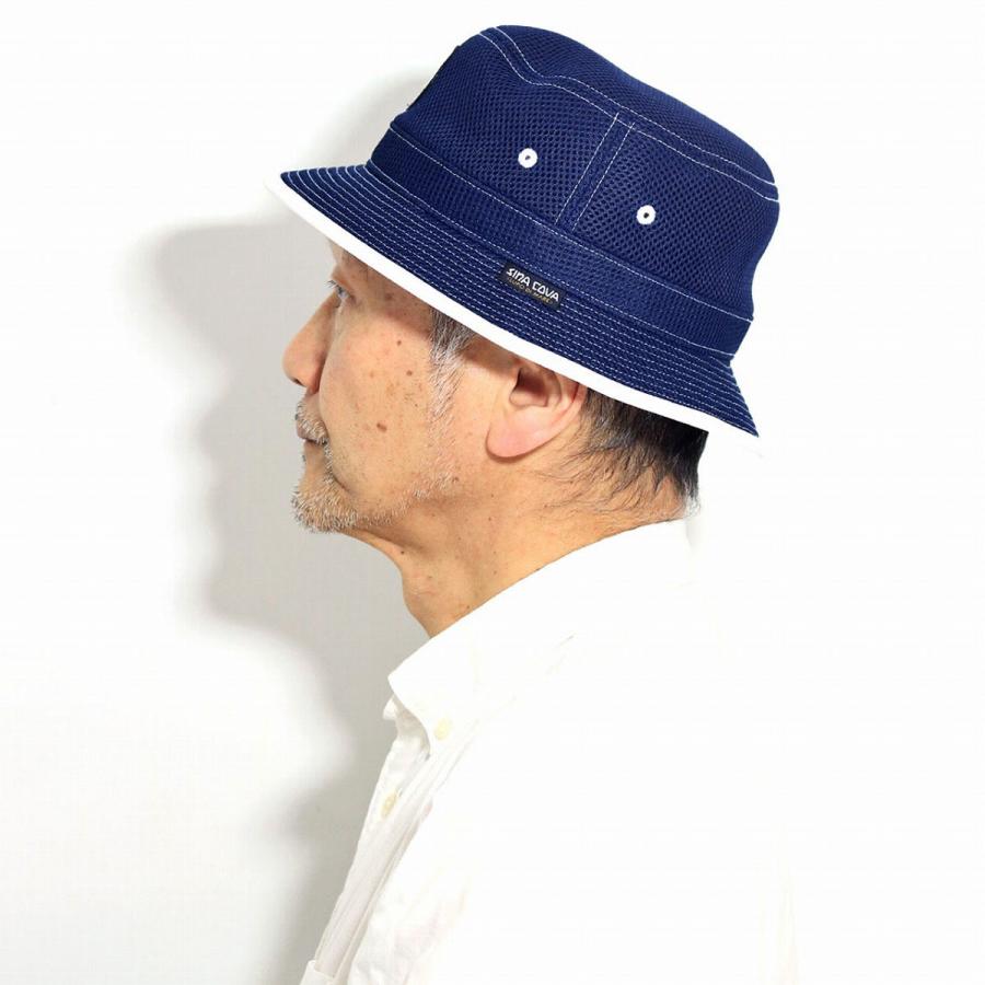 coco 中古 ハット フリー 紺 ネイビー シナコバ　SINACOVA サンシェード　日よけ・あご紐付き ワッペンロゴ 吸水速乾 SINA COVA SINACOVA サファリハット メンズ シンカクリン 春 夏