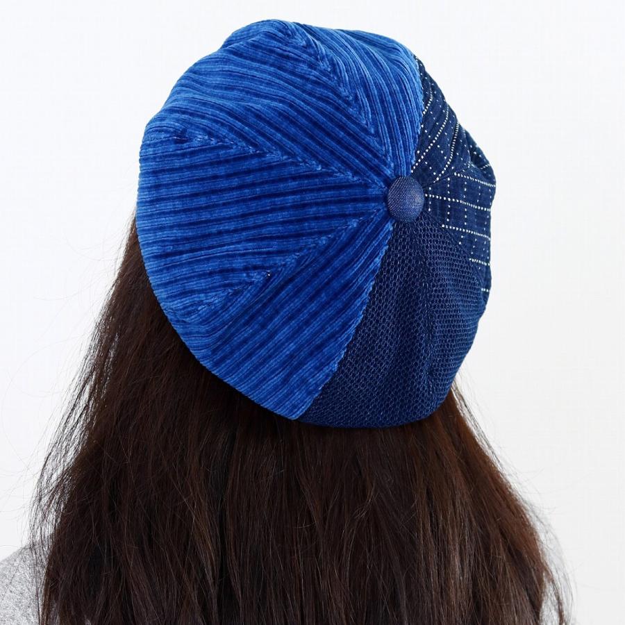 ファクトリーメイド 刺し子ベレー/インディゴ/日本製