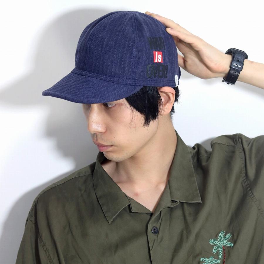 THE FACTORY MADE コラボ キャップ アート kurry ミリタリー 帽子 アーティスト カリー へリンボン コットン アート kurry コラボ キャップ ミリタリー コーデ フリーサイズ サイズ調整 紺 ネイビー 父の日 ギフト デニム好き プレゼント 帽子 THE FACTORY MADE（ザファクトリーメイド） コラボ キャップ アート
