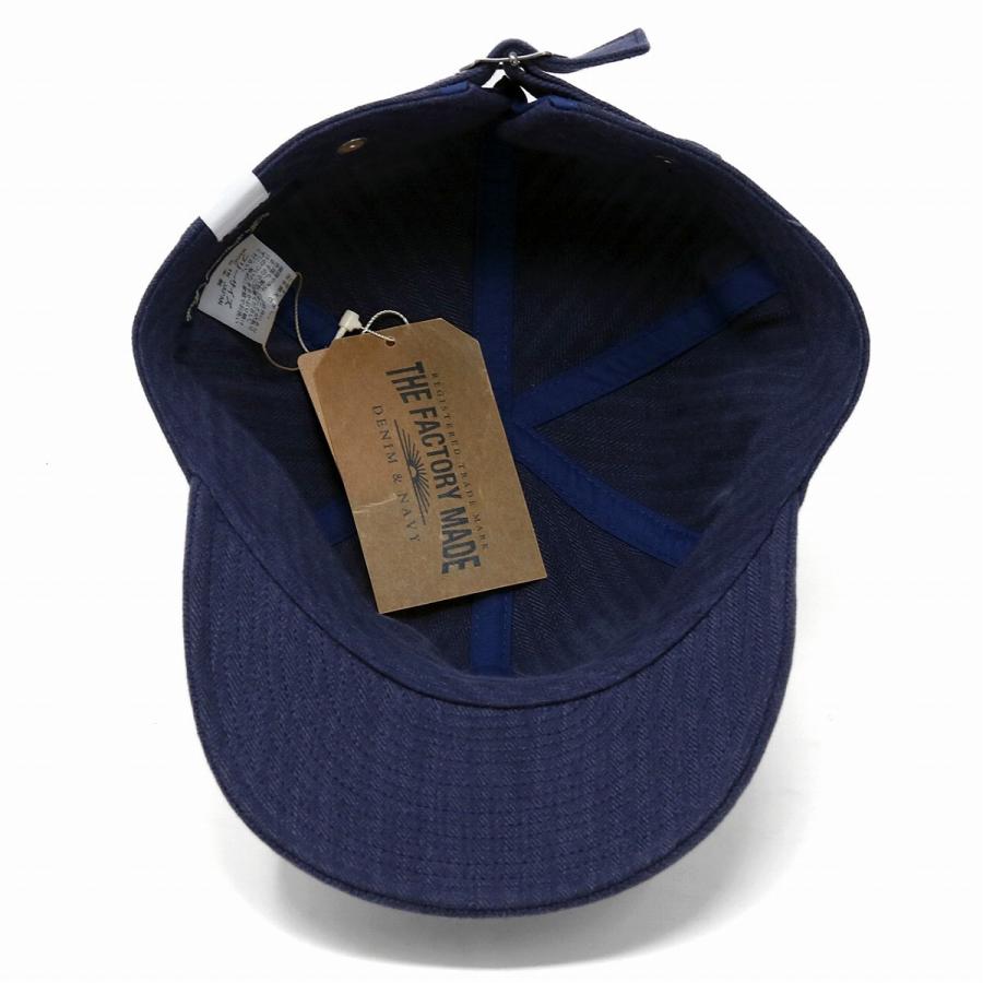 THE FACTORY MADE コラボ キャップ アート kurry ミリタリー 帽子 アーティスト カリー へリンボン コットン アート kurry コラボ キャップ ミリタリー コーデ フリーサイズ サイズ調整 紺 ネイビー 父の日 ギフト デニム好き プレゼント 帽子 THE FACTORY MADE（ザファクトリーメイド） コラボ キャップ アート