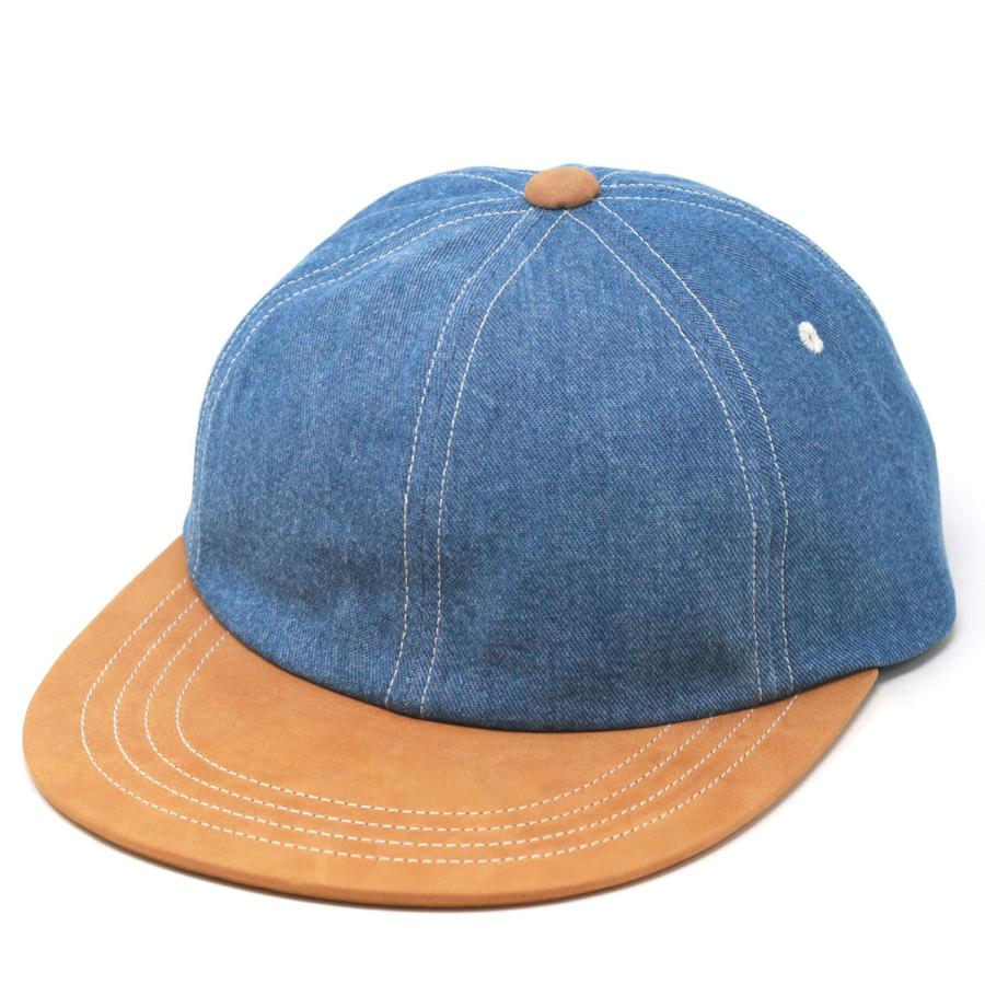 デニム キャップ 帽子 レザー ファクトリーメイド 本革 帽子 メンズ 春夏 レディース カウレザー 牛革 コットン バイカラー ユニセックス日本製 アジャスターベルト サイズ調整可能 / ネイビー/ブルー [ cap ] プレゼント ギフト ラッピング無料 送料無料 THE FACTORY MADE（ザファクトリーメイド） デニム キャップ 帽子