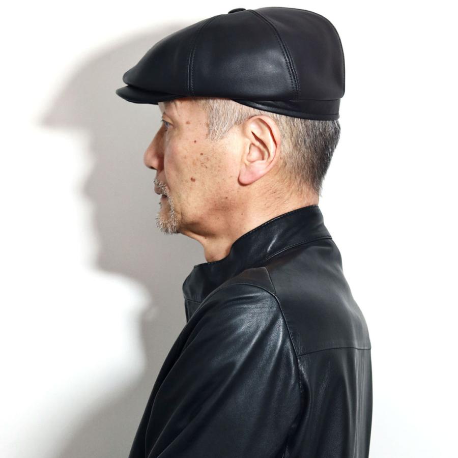 レザー ハンチング 帽子 メンズ シープスキン ハンチング帽 秋冬