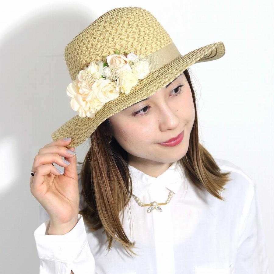 ハット レディース コサージュ 花 日よけ 婦人帽 フラワーコサージュ