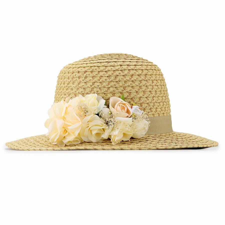 ハット レディース コサージュ 花 日よけ 婦人帽 フラワーコサージュ