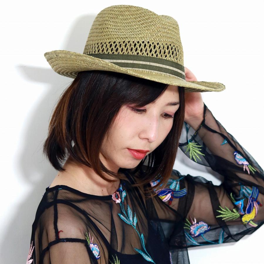 麦わら帽子 メンズ ストローハット 中折れ 帽子 ワイドブリム ハット
