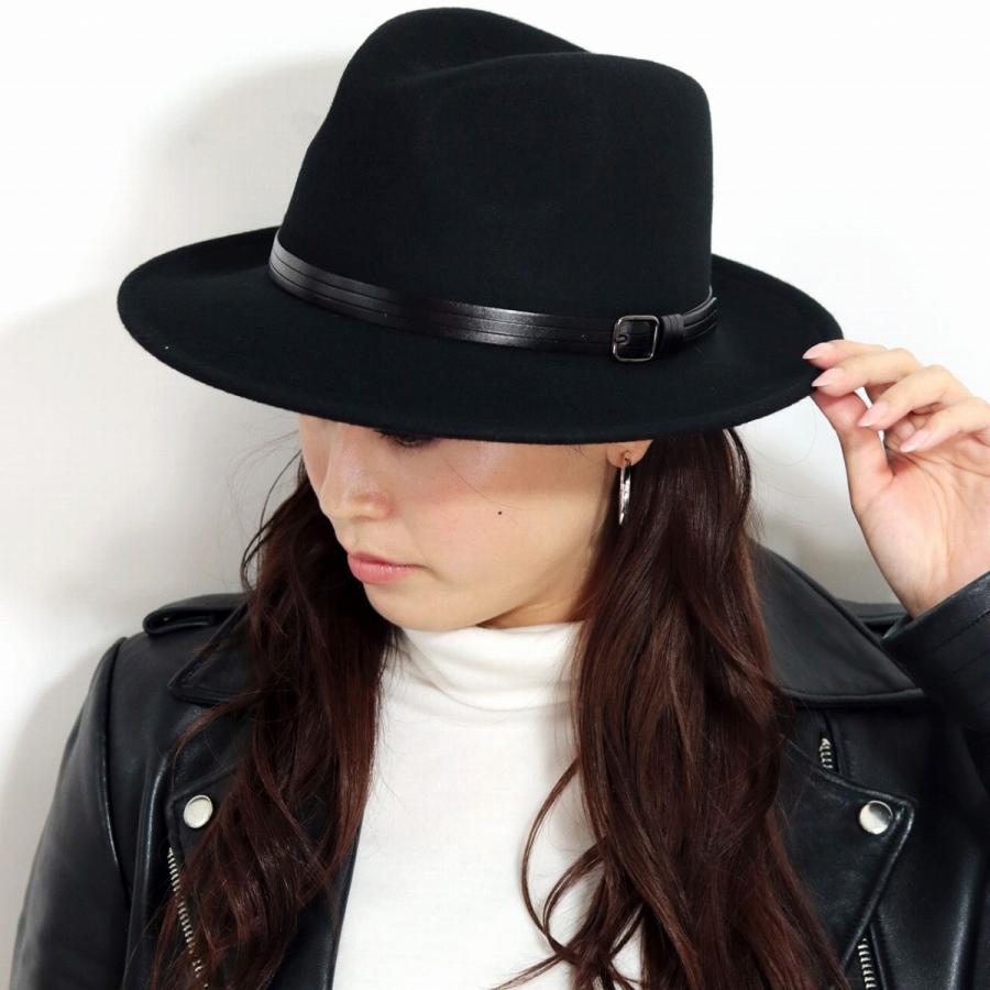 フェルトハット 中折れ 帽子 メンズ ウール レザーベルト フェドラ