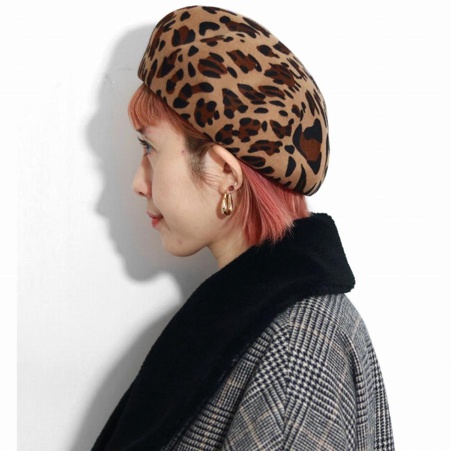 ベレー帽 レディース ヒョウ柄 秋冬 GALLIANO SORBATTI ウール