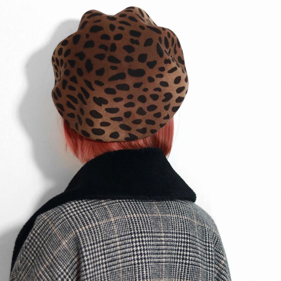 ベレー帽 レディース ヒョウ柄 秋冬 GALLIANO SORBATTI ウール