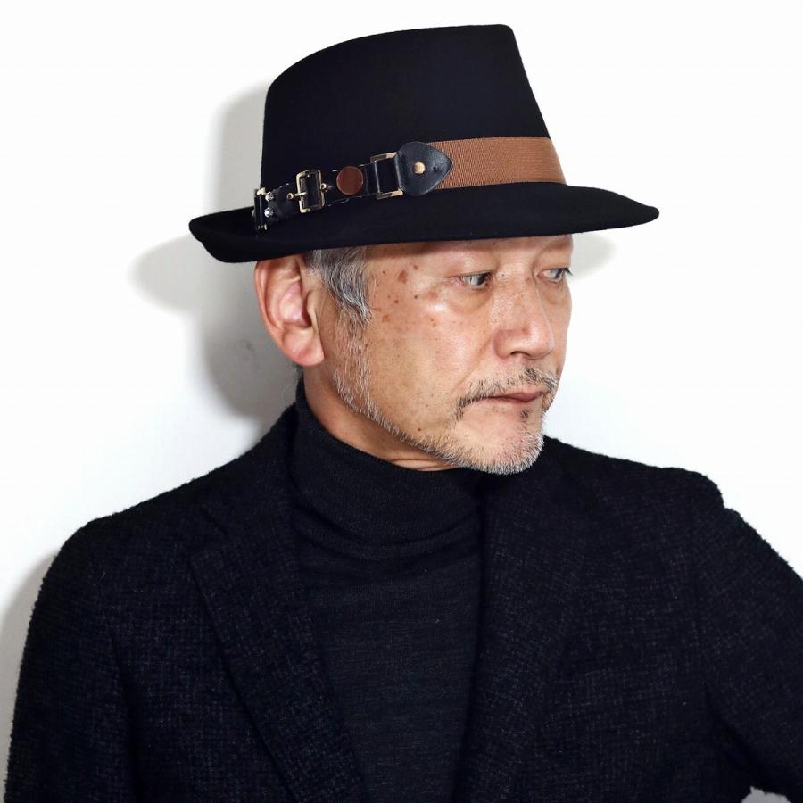 メンズ フェルトハット レディース つば広ハット ブラック おしゃれ