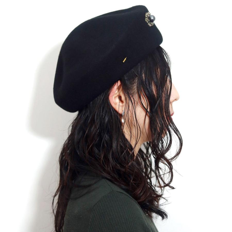 Galliano 黒 ベレー帽 Sサイズ メタル装飾 ベレー帽 レディース トーク帽 秋冬 GALLIANO SORBATTI ウール