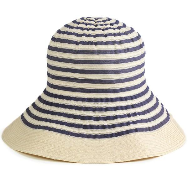 GREVI グレヴィ 春夏 ツバ広ハット レディース ボーダー イタリア製 ハンドメイド ブルー GREVI（グレヴィ） 春夏 ツバ広ハット レディース ボーダー イタリア製