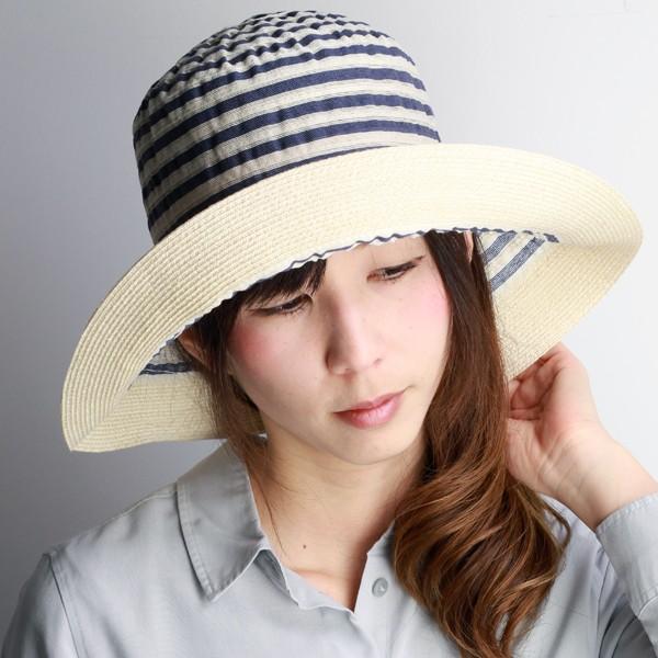GREVI（グレヴィ） 春夏 ツバ広ハット レディース ボーダー イタリア製