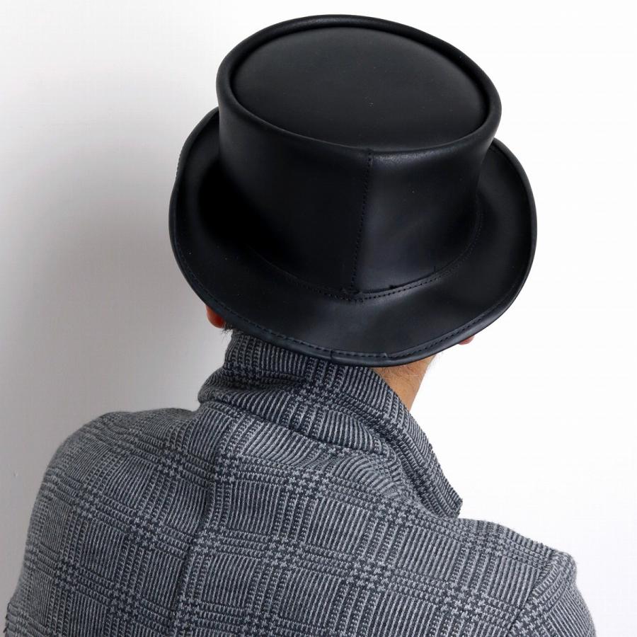 本革 トップハット レザー 個性的 帽子 メンズ シルクハット アメリカ