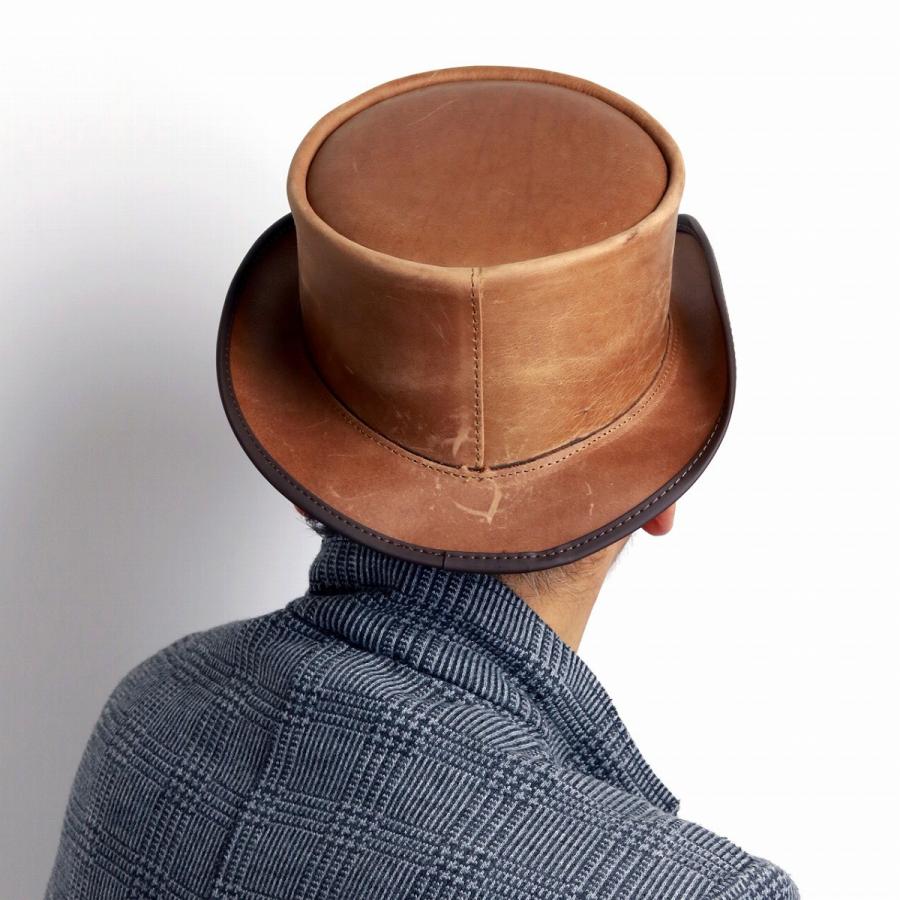 トップハット 本革 帽子 メンズ レザー シルクハット アメリカ製 Head