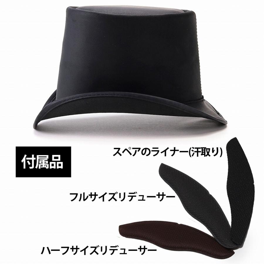 シルクハット レザー クラウンの高い 帽子 メンズ 本革 トップ