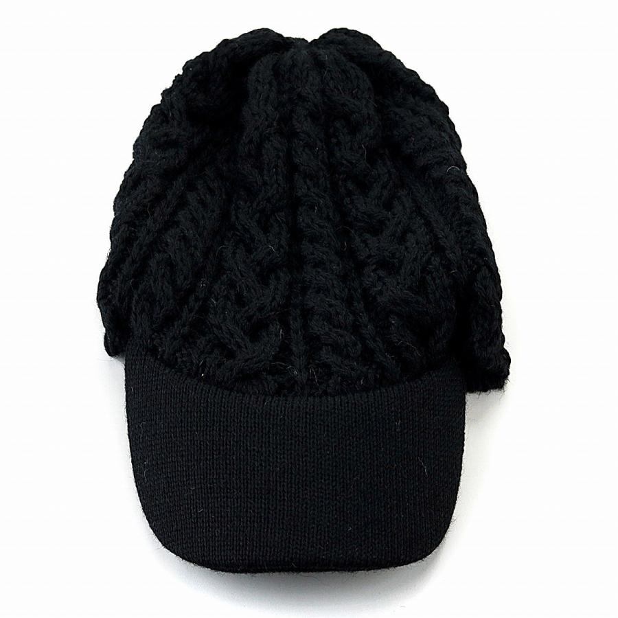ツバ付きニット帽 HIGHLAND 2000 ブリティッシュ ウール100% ケーブル