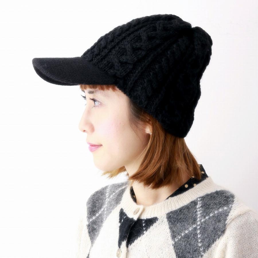 ツバ付きニット帽 HIGHLAND 2000 ブリティッシュ ウール100% ケーブル