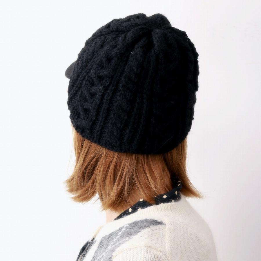 ツバ付きニット帽 HIGHLAND 2000 ブリティッシュ ウール100% ケーブル