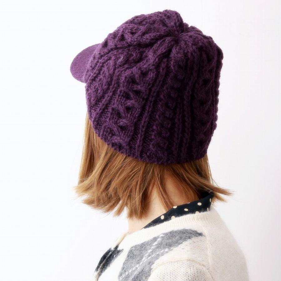 HIGHLAND 2000 ツバ付きニット帽 ブリティッシュ ウール100% ケーブル