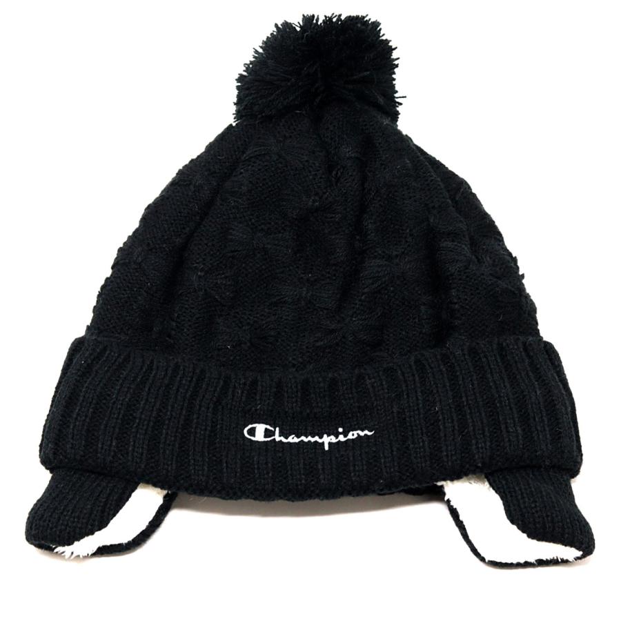 Champion（チャンピオン） キッズ 耳当て ニット帽 女の子 裏ボア