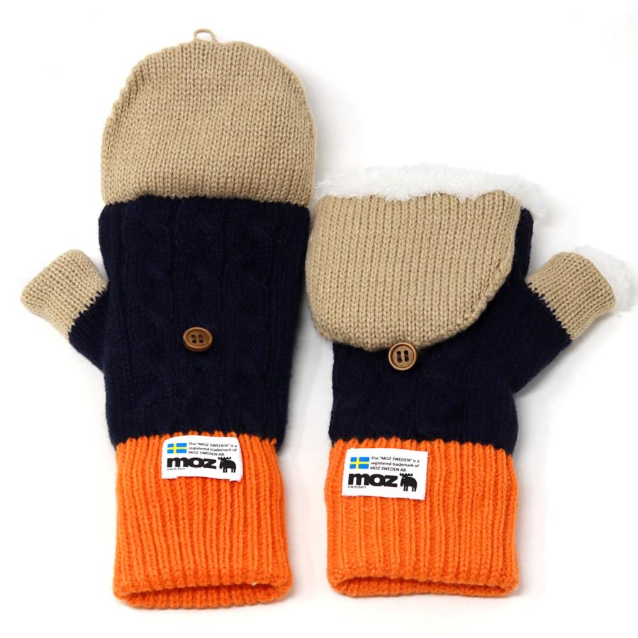 moz（モズ） ミトン レディース 指切り ボアフード 2WAY 手袋