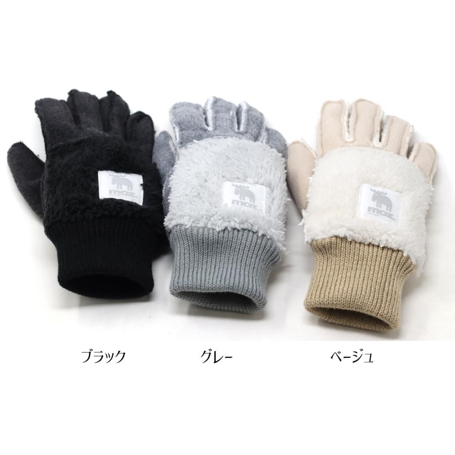 moz（モズ） 手袋 ボア レディース 冬 てぶくろ 外縫い 防寒 暖かい