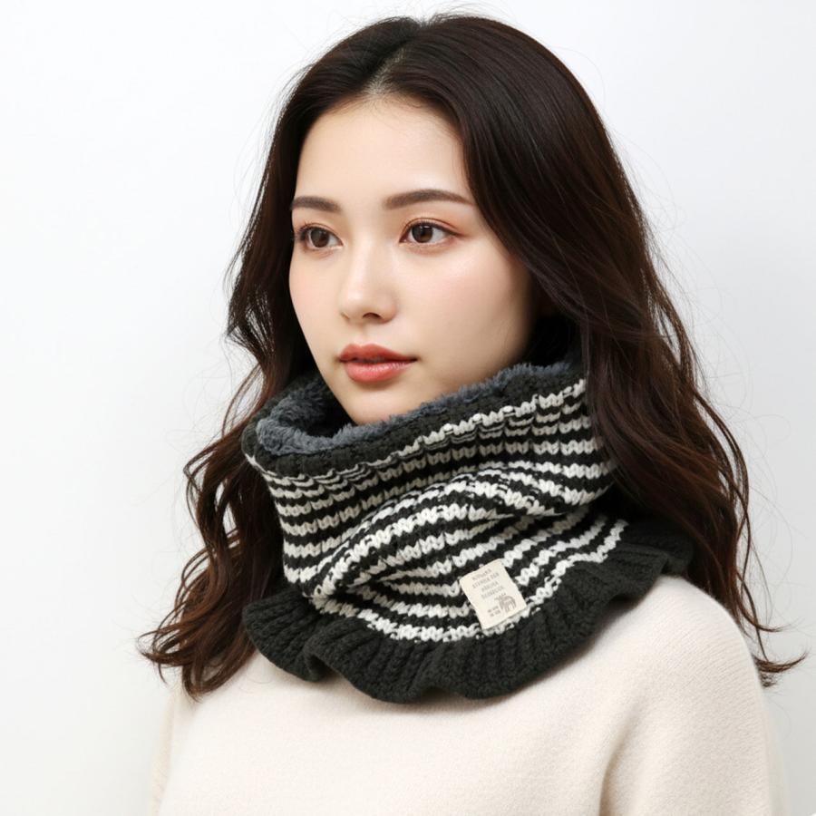 moz（モズ） ネックウォーマー レディース ニット フレアデザイン ボア