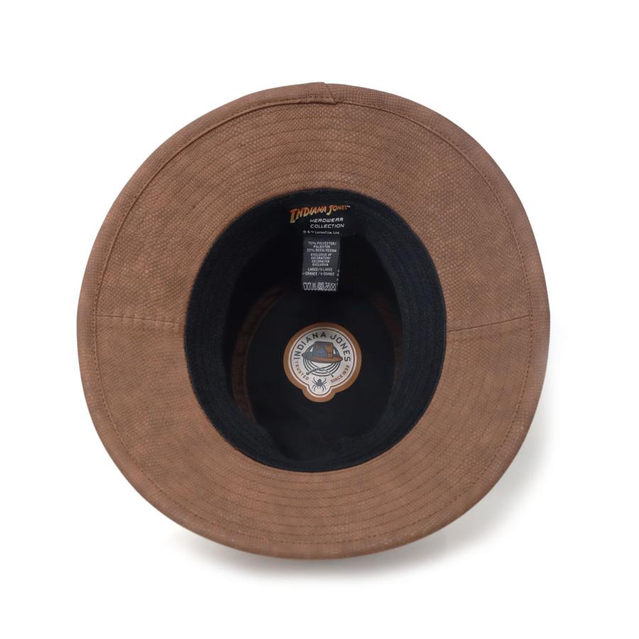 メンズ 帽子 フェイクレザー ハット 中折れ ブラウン色 ダウンブリム