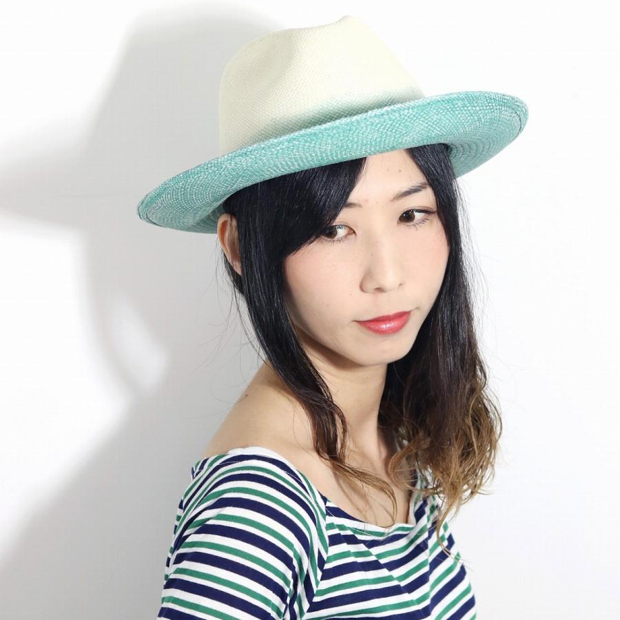 パナマハット カラフル 春夏 帽子 グラデーション 本パナマ ハット Marea 中折れ帽 麦わら帽子 高品質 レディース ツバ広 紫外線対策 メンズ 緑 ペパーミント