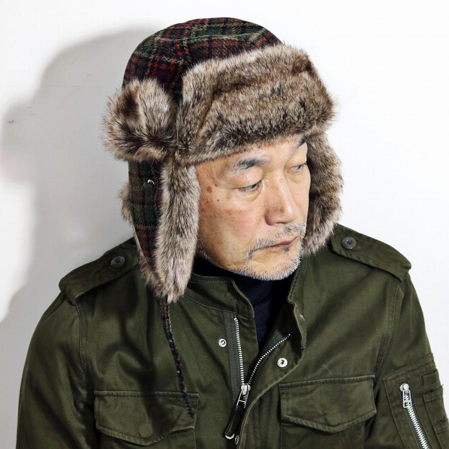 秋 冬 防寒 フライトキャップ 飛行帽 イヤーフラップ 耳当て KASZKIET レトロ メンズ 帽子 キャップ チェック柄 カシュケット マルチカラー グリーン