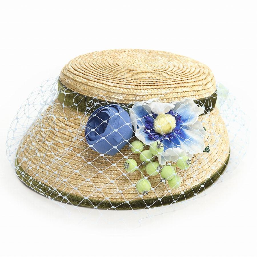 Barairo no Boushi バラ色の帽子 麦わら サンバイザー 花水玉 Barairo no Boushi バラ色の帽子 麦わら サンバイザー 花水玉