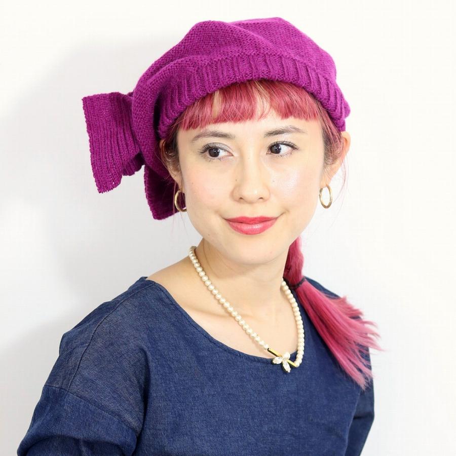 紫色リブデザインベレー帽 紫色リブデザインベレー帽