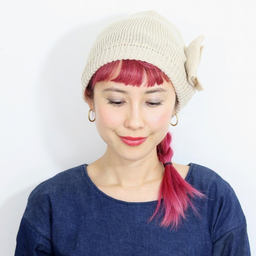 美品　トリココムデギャルソン　ローズモチーフニット帽　ビーニー　ベロアリボン Darich（ダーリッチ） ニット帽 ニットキャップ ローズモチーフ