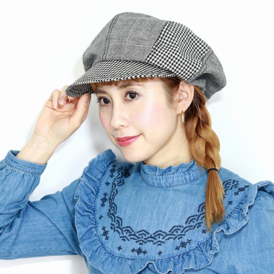 キャスケット レディース 春 夏 チェック 柄 バラ色の帽子 フレンチハンチング サイズ調整可 Barairo No Boushi 麻 ブランド 可愛い 帽子 Mixチェック L 099 Elehelm帽子通販専門店 通販 Yahoo ショッピング