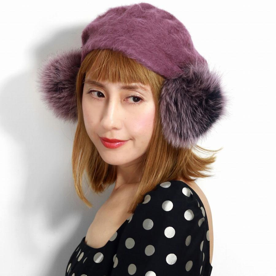 Barairo no Boushi リアルファー 秋冬 帽子 レディース ベレー帽 送料