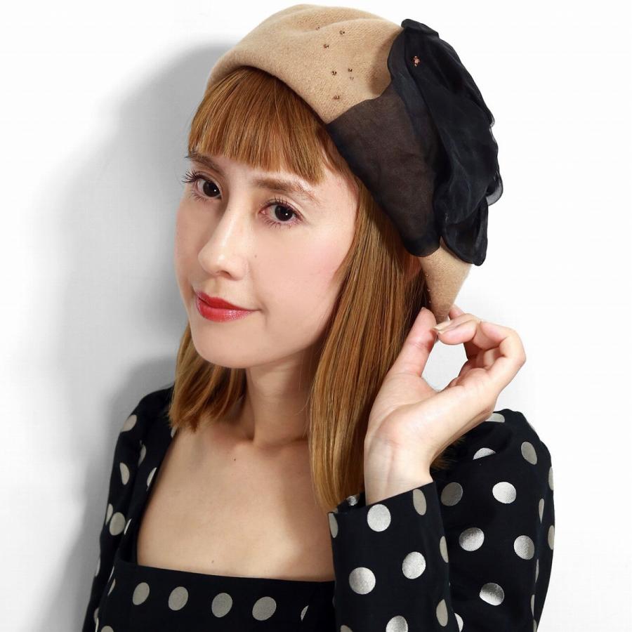 ベレー帽 秋冬 レディース 可愛い 帽子 シルク 飾り ベレー バラ色の帽子 日本製 送料無料 シルクオーガンジーベレー Barairo No Boushi 毛 こいベージュ L 006 Elehelm帽子通販専門店 通販 Yahoo ショッピング