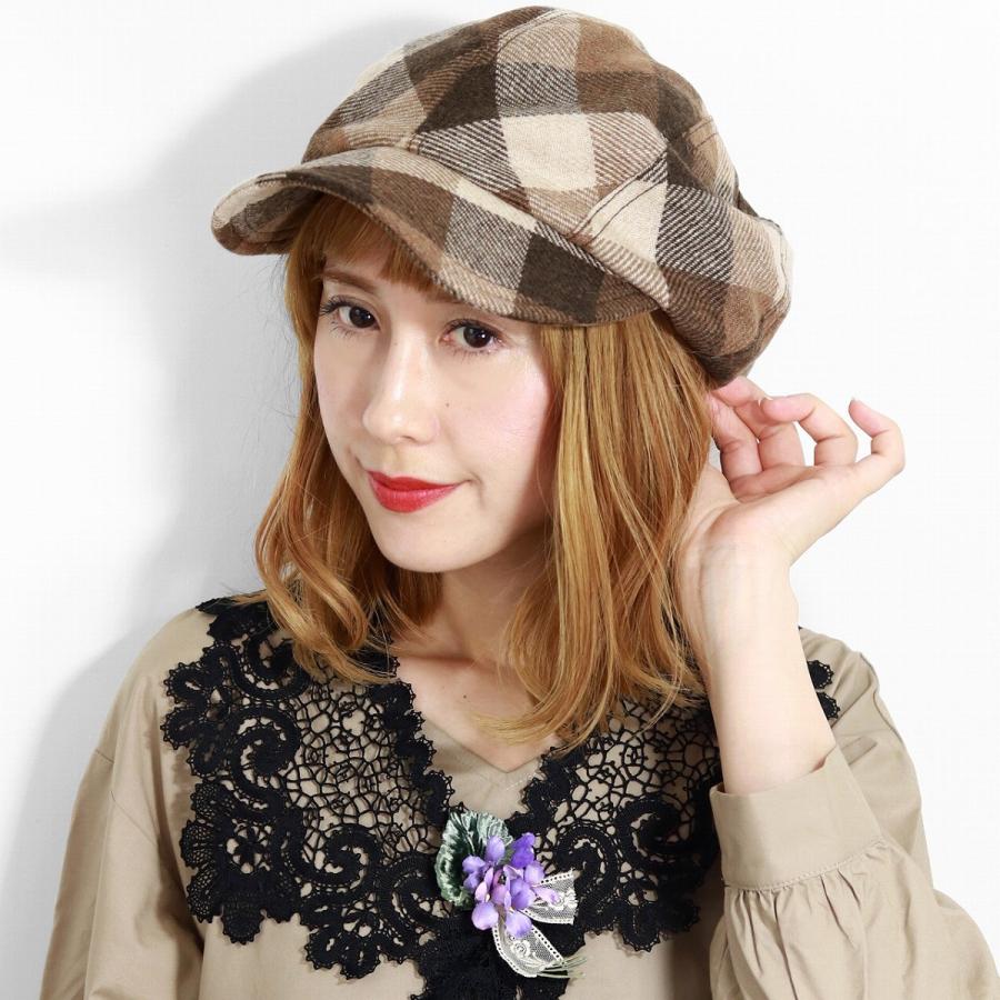 キャスケット ウール ブランド 可愛い 帽子 レディース 秋 冬 Barairo No Boushi チェック柄 バラ色の帽子 フレンチハンチング サイズ調整可 キャメル チェック L 093 Elehelm帽子通販専門店 通販 Yahoo ショッピング