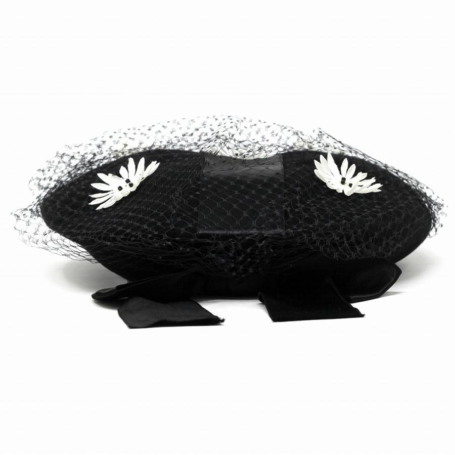 【新品未使用】共花ベレー black バライロノボウシ 花飾り Barairo no Boushi ベレー帽 レディース かわいい 帽子 ウール 秋冬 花