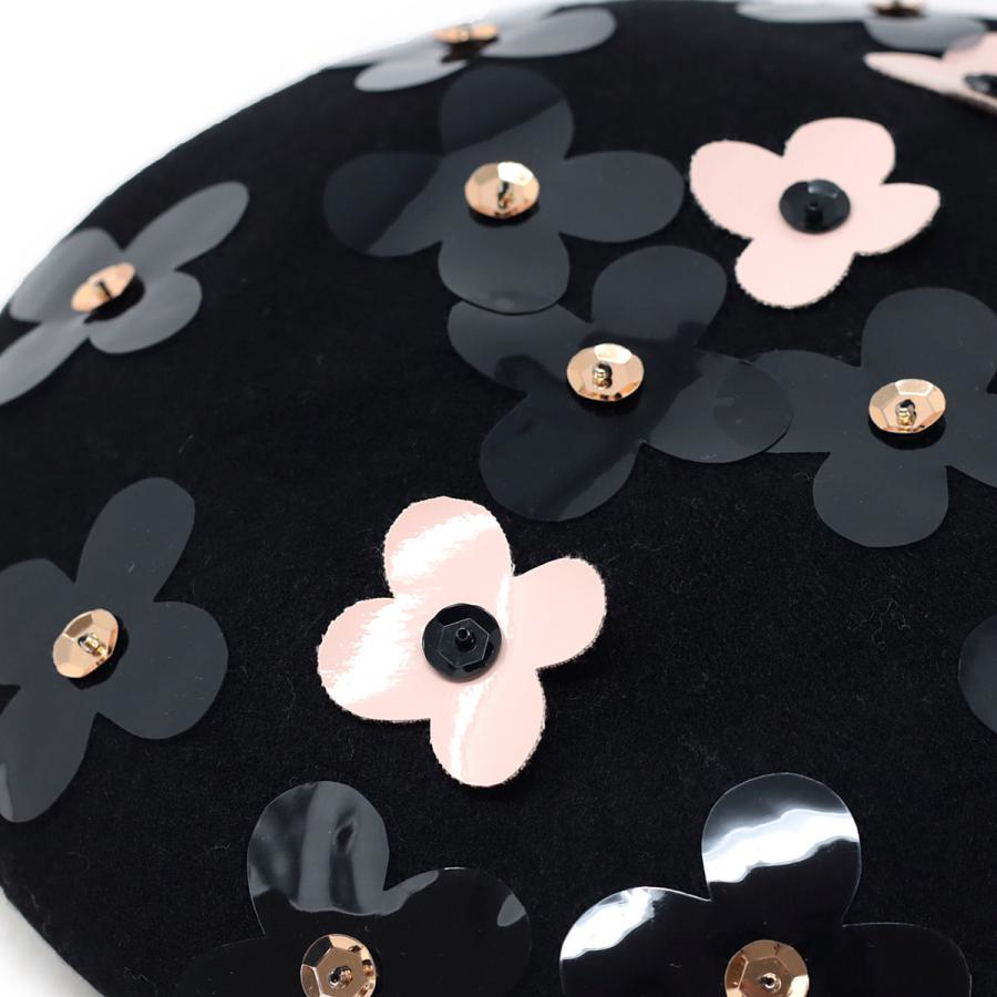 【新品未使用】共花ベレー black バライロノボウシ 花飾り Barairo no Boushi 可愛い 帽子 クルールベレー レディース 日本製