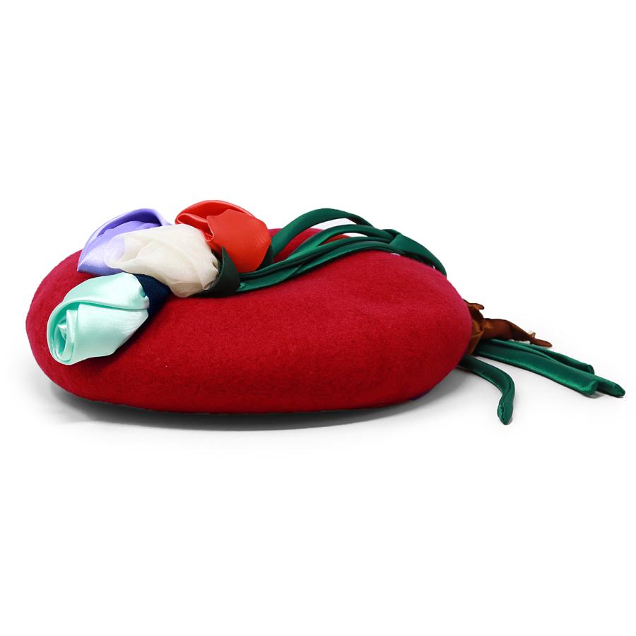 バラ色の帽子　ベレー帽　赤　BaraironoBoushi Barairo no Boushi ベレー帽 レディース 秋冬 ネコ ベレー 帽子