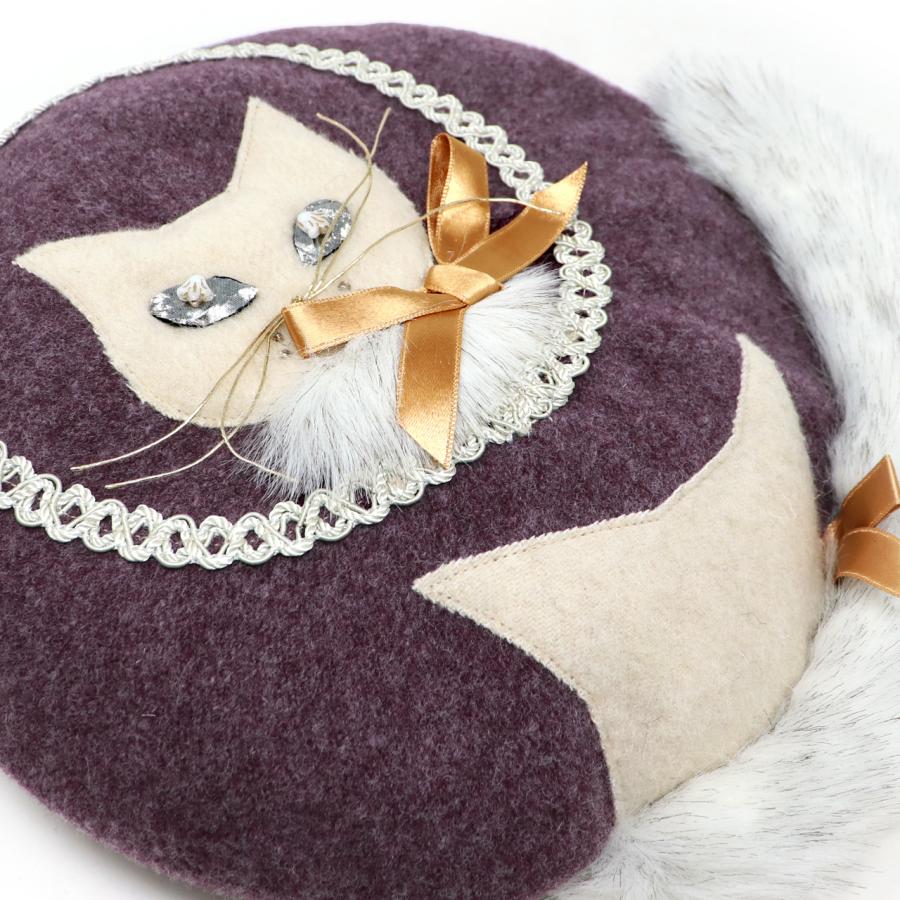 バラ色の帽子 Barairo no Boushi ペルシャネコ ベレー 猫 Barairo no Boushi ベレー帽 レディース 秋冬 ネコ ベレー 帽子 バラ色