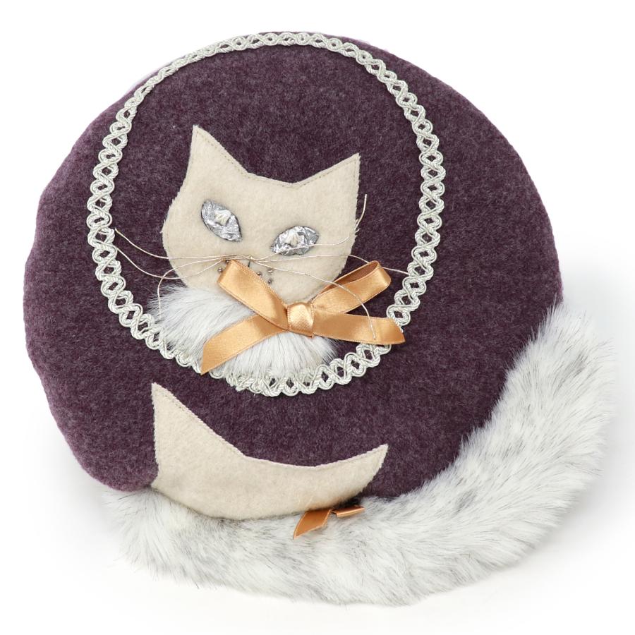 Barairo no Boushi ベレー帽 レディース 秋冬 ネコ ベレー 帽子 バラ色