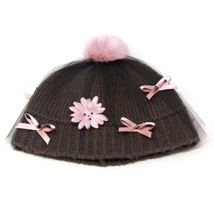 Barairo no Boushi ニット帽 レディース 帽子 チュール ポンポン