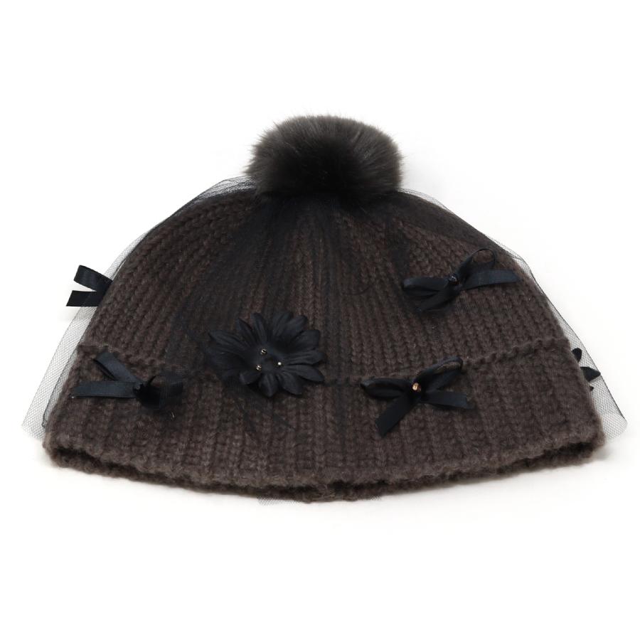 Barairo no Boushi ニット帽 レディース 帽子 チュール ポンポン