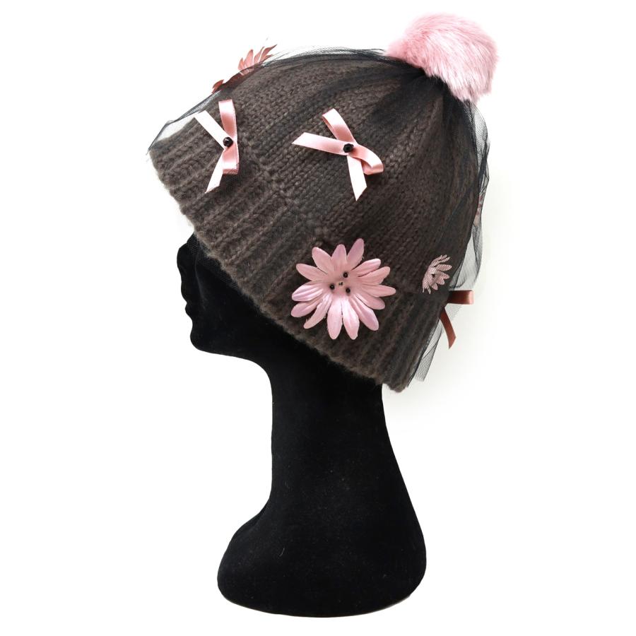 Barairo no Boushi ニット帽 レディース 帽子 チュール ポンポン