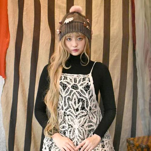 Barairo no Boushi ニット帽 レディース 帽子 チュール ポンポン