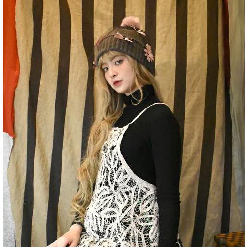 Barairo no Boushi ニット帽 レディース 帽子 チュール ポンポン